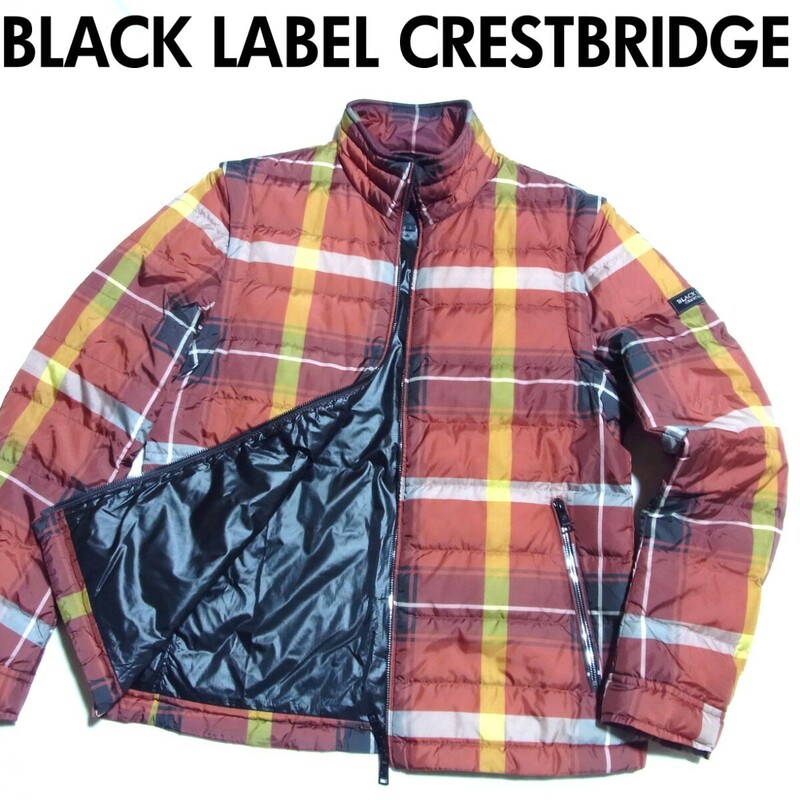 BLACK LABEL CRESTBRIDGE ブラックレーベル クレストブリッジ 2WAY チェック ライト ダウン ジャケット L レッド