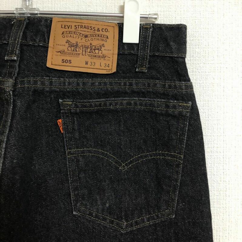 激レア☆ 極美品 先染め ブラック USA製 90s LEVI'S リーバイス 505 黒 デニム パンツ W33 501 66 前期 ビッグE ヴィンテージ 60s 80s