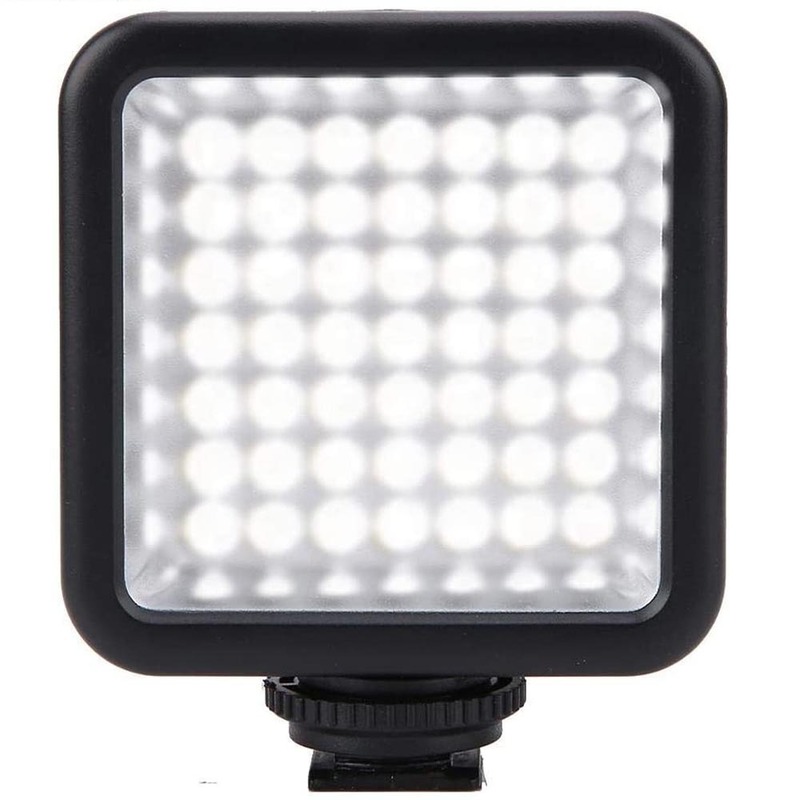 ビデオライト 小型 49 LED 撮影ライト 単3乾電池式 明るい白色光 光度調節 コールドシューマウント付き カメラライト