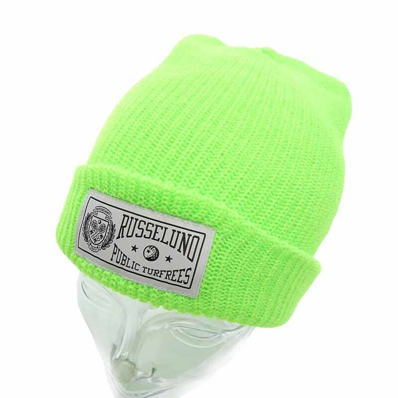 【特別価格】RUSSELUNO GOLF ゴルフ WATCH CAP ビーニー ニット帽 キャップ ネオングリーン ユニセックスF