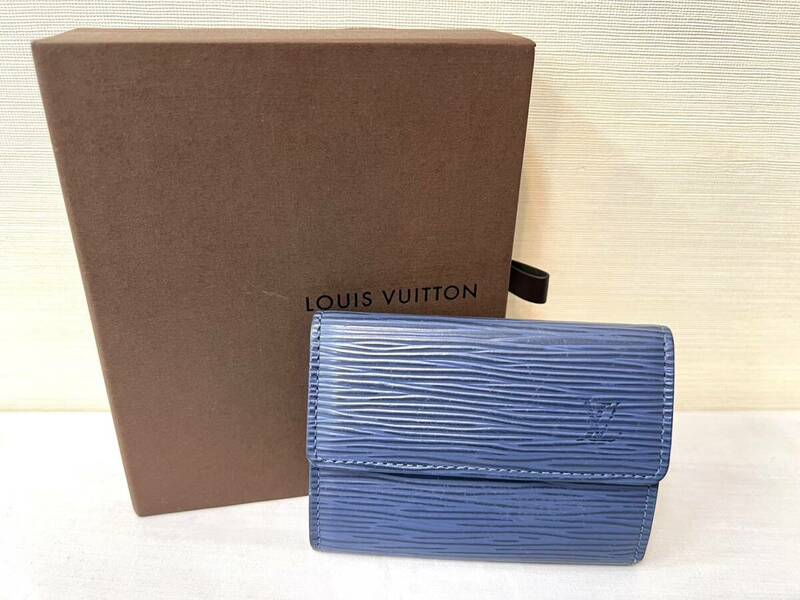 60-200502-14 良品 LOUIS VUITTON ルイ ヴィトン エピ ラドロー ミルティーユ コインケース カードケース レザー ブルー M6330G