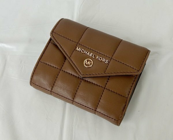 ◎【MICHAEL KORS/マイケルコース】3つ折り財布 コンパクト MKロゴ ブラウン 34F0GT9E6L 230 中古品/kb3082