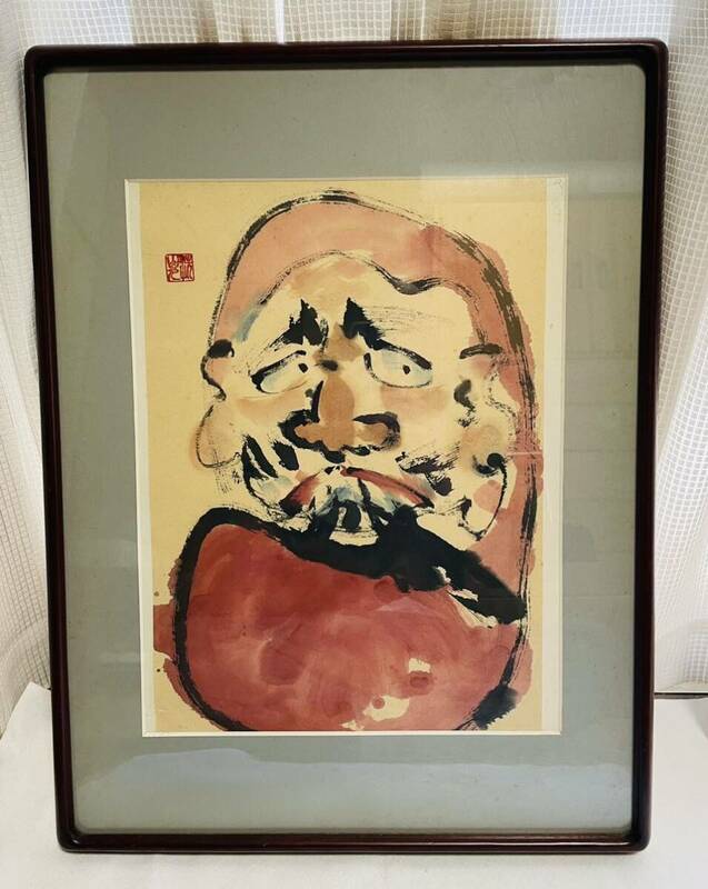 額装 絵画　版画　ダルマ　達磨　額約63cm×47cm