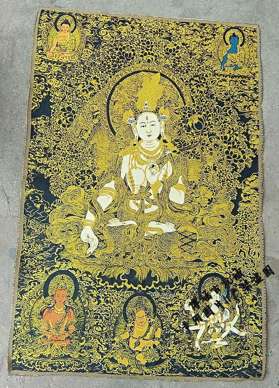 アンティークコレクション、約90ｃｍ*60cm　大判　チベットタンカ刺繍　23
