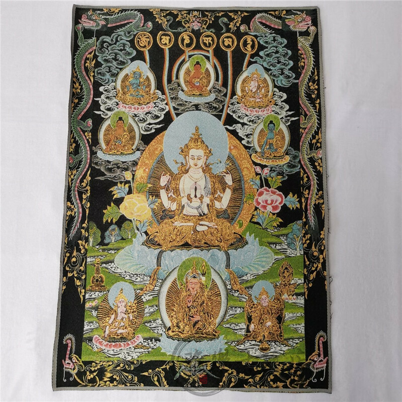 アンティークコレクション、約90ｃｍ*60cm　大判　チベットタンカ刺繍　41