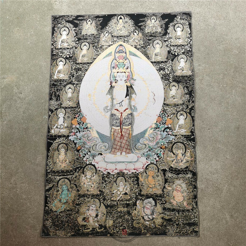 アンティークコレクション、約90ｃｍ*60cm　大判　チベットタンカ刺繍　44