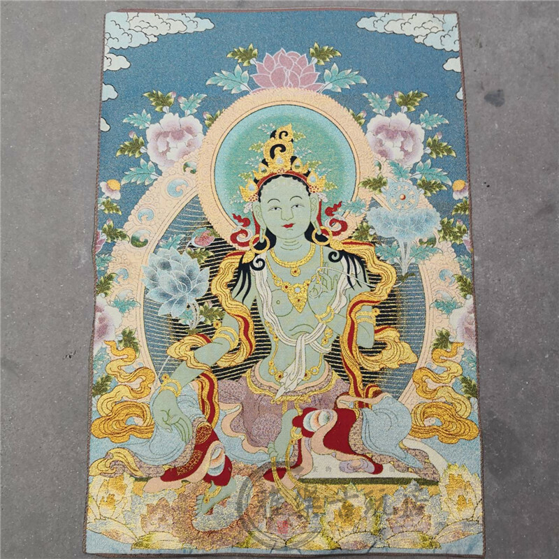 アンティークコレクション、約90ｃｍ*60cm　大判　チベットタンカ刺繍　56