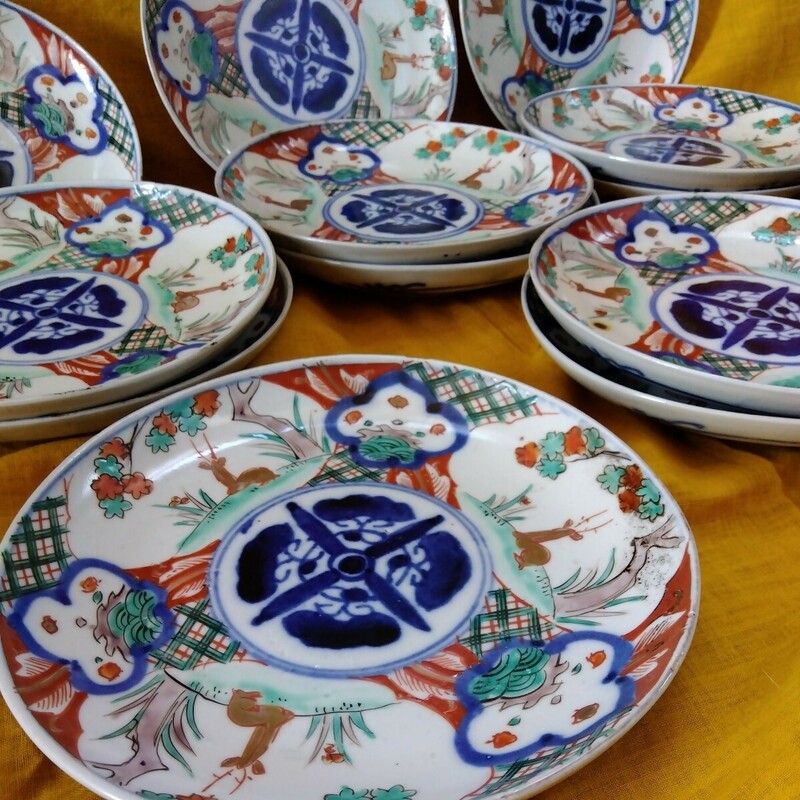 【蔵出し】皿　骨董　アンティーク　時代物　和食器　14枚セット