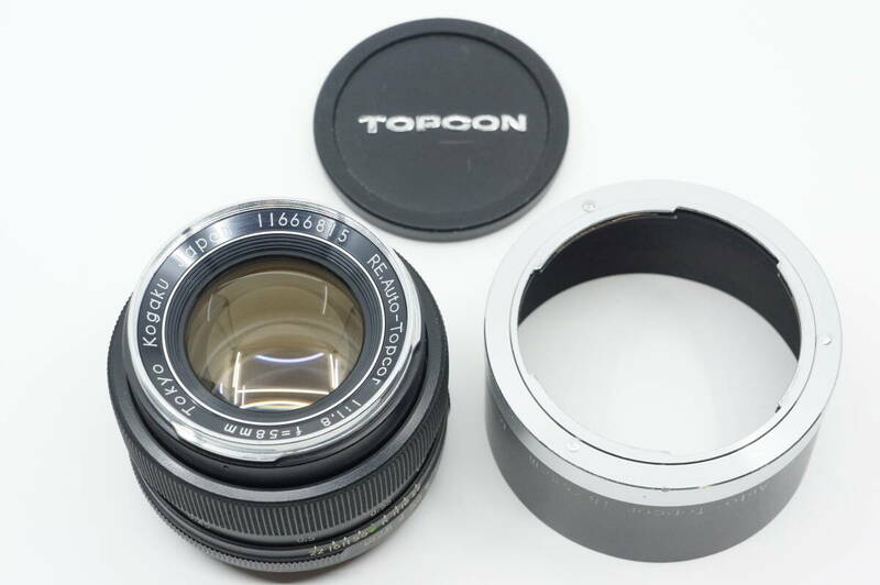 トプコン RE Auto Topcor 58mm F1.8 黒鏡胴 ブラック TOPCON REオートトプコール 5.8cm F1.8 専用メタルフード付き