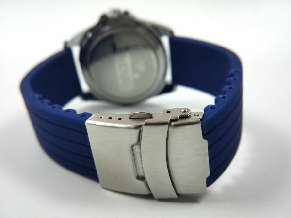 シリコンラバーストラップ 交換用腕時計ベルト Dバックル ネイビー 22mm