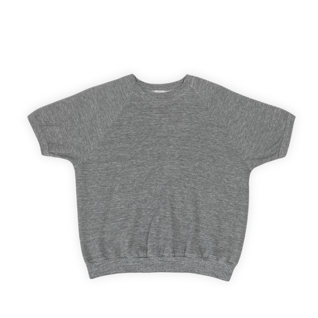 70's 米国製 MADE IN USA スポーツウェア Sports wear ビンテージ スウェット 半袖 ラグラン グレー 杢 L [l-0902]
