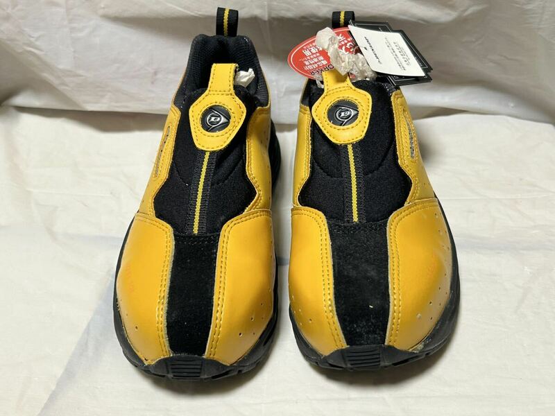 ●T584●未使用保管品 DUNLOP 安全靴 作業靴 天然皮革　セーフティーワーカー 鉄芯入り イエロー 黄色 24.5cm