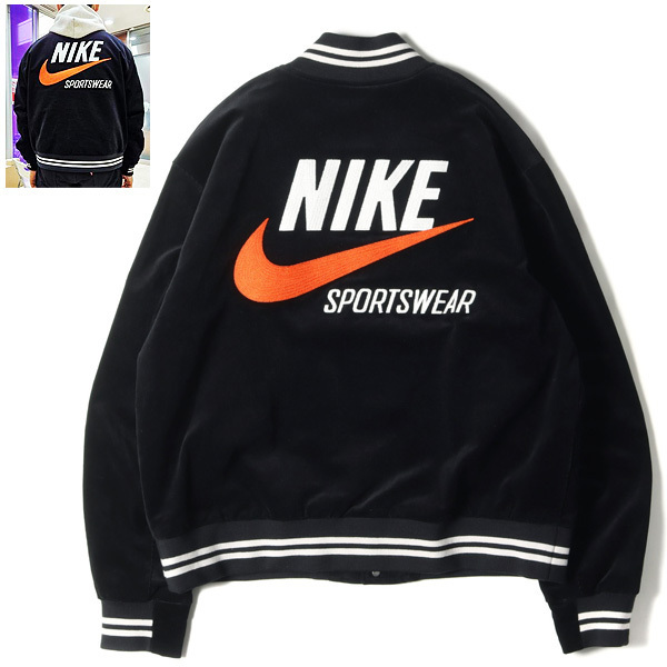 送料無料▼新品 L 定価29,700円 NIKEナイキ ボンバージャケット トレンド スタジャン コーデュロイ 黒NIKE AS M NSW NIKE TREND BOMBER JKT