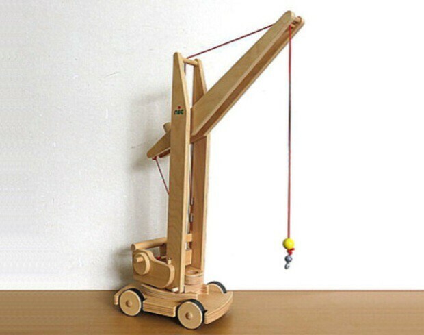 未使用品　ドイツ　NIC社/ニック社　クリエモビル 建設クレーン車 　　木製玩具　知育玩具　幼児玩具　おもちゃ　車　クレーン