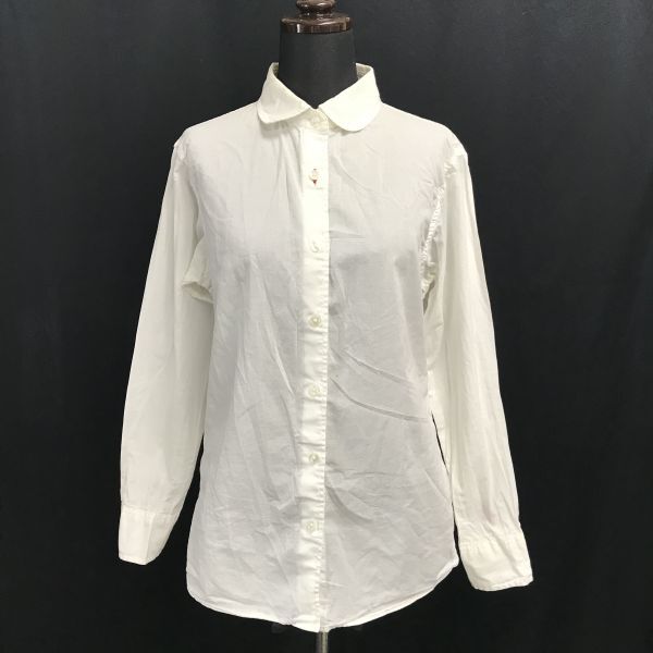 UNIQLO x INES DE LA FRESSANGE　PARIS★丸襟/長袖シャツ/ブラウス【レディースM/白/white】Tops/Shirts◆BH595