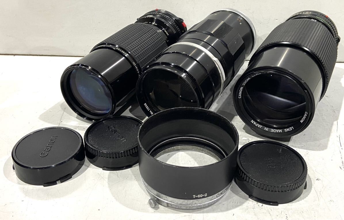 240323C☆ Canon SIGMA Canonマニュアル一眼レフカメラ用レンズ ３本セット カブセ式メタルレンズフードT-60-2 60mm 付