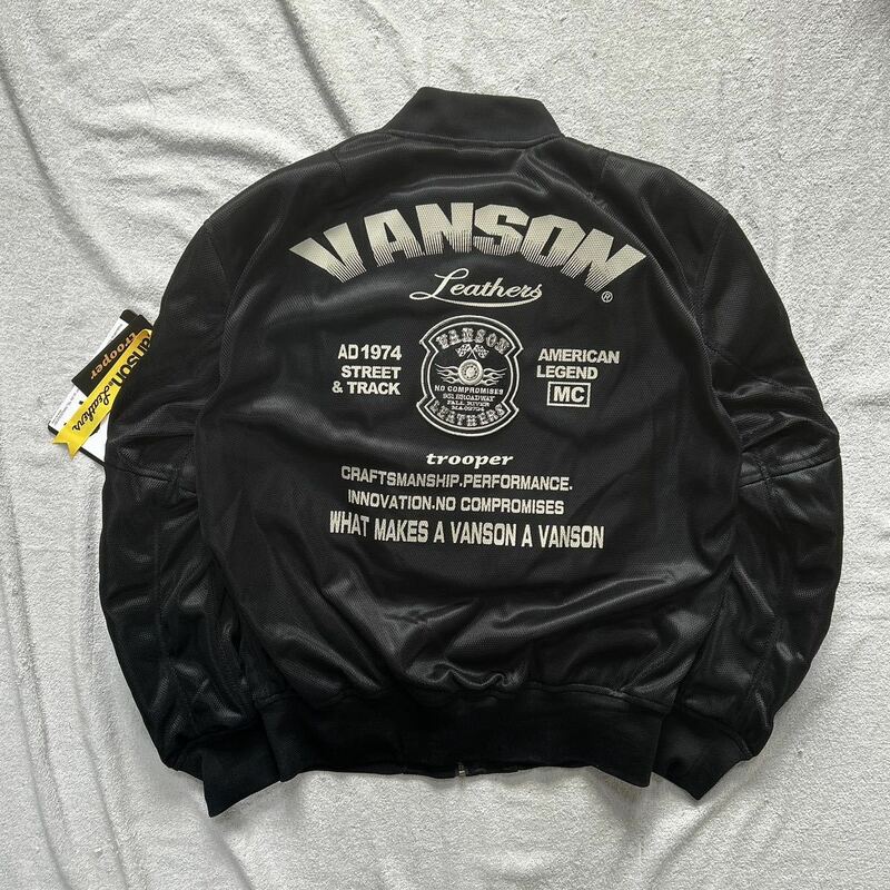 VANSON TVS2301S BK/IV XLサイズ バンソン MA-1 ストレッチメッシュジャケット プロテクターフル装備 刺繍ワッペン 新品 正規 A60304-6