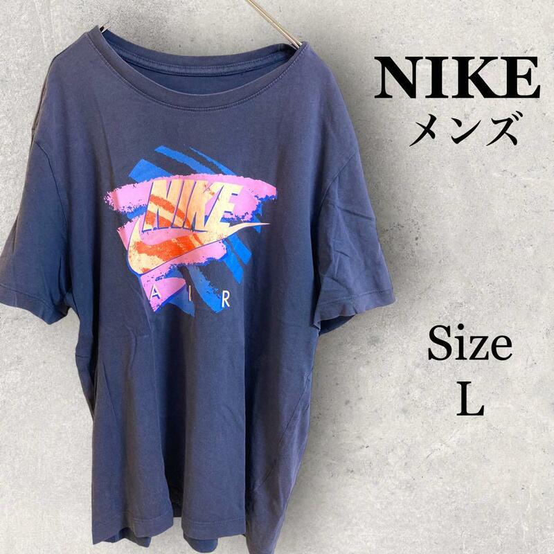 GS1556 ナイキ【L】NIKE メンズ　半袖シャツ　パープル　ビックロゴ