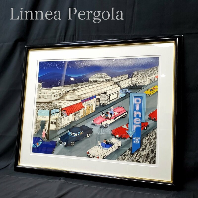 【宝蔵】真作 リニア パゴラ Linnea Pergola シルクスクリーン Diner 164/165 版画 大作 アート リネア パーゴラ 額寸121㎝×101㎝