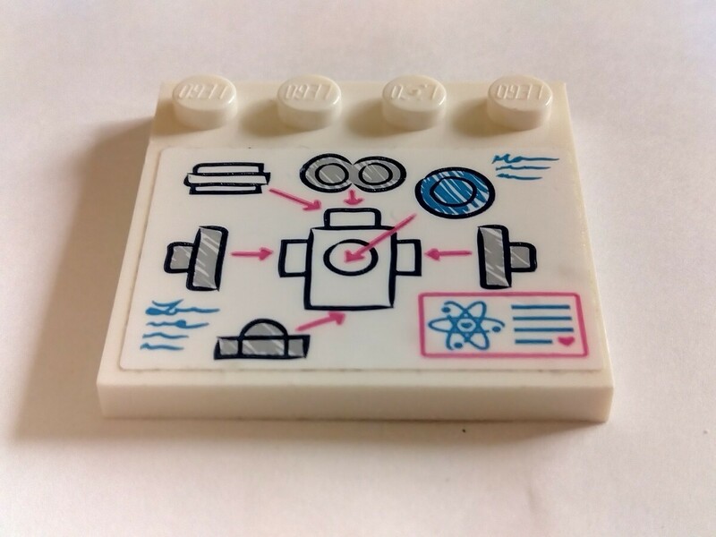 LEGO レゴ プリントブロック　4×4 端にスタッド付き　ロボット構造図とピンクの矢印 パーツ　