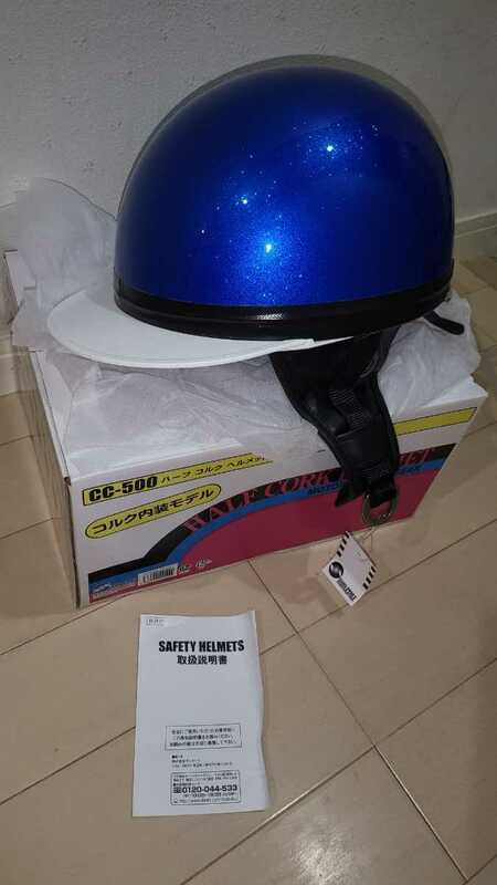 サンポート製　コルク半　L　ハーフコルクヘルメット　CC500　マジックテープ　新品　未使用　希少　生産終了　青ラメ　