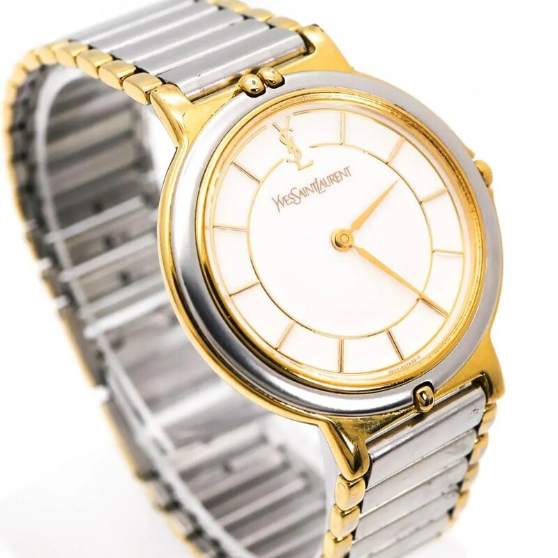 《希少》イヴサンローラン 腕時計 ホワイト クラシック ボーイズ ヴィンテージq