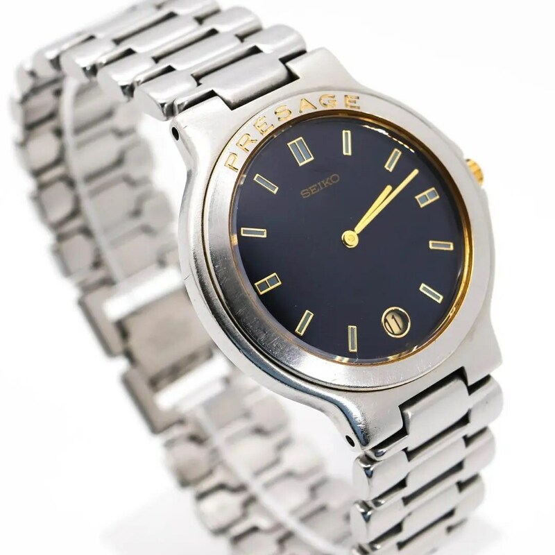 《希少》SEIKO PRESAGE 腕時計 ネイビー デイト 10気圧防水m