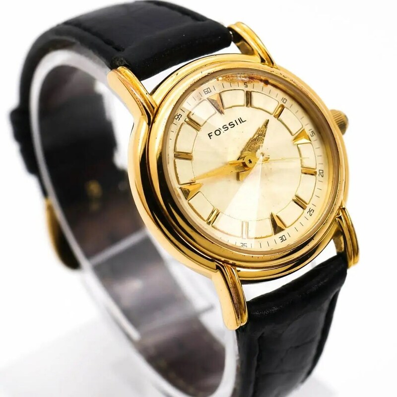 《一点物》FOSSIL 腕時計 ゴールド カットガラス レディース h