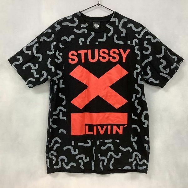 [D2464] ステューシー Tシャツ 半袖 クルーネック ロゴ ブラック系 L STUSSY