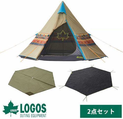 ロゴス（LOGOS）ナバホ Tepee 300 セット テント ワンポールテント インナーマット グランドシート キャンプ アウトドア 4981325503833