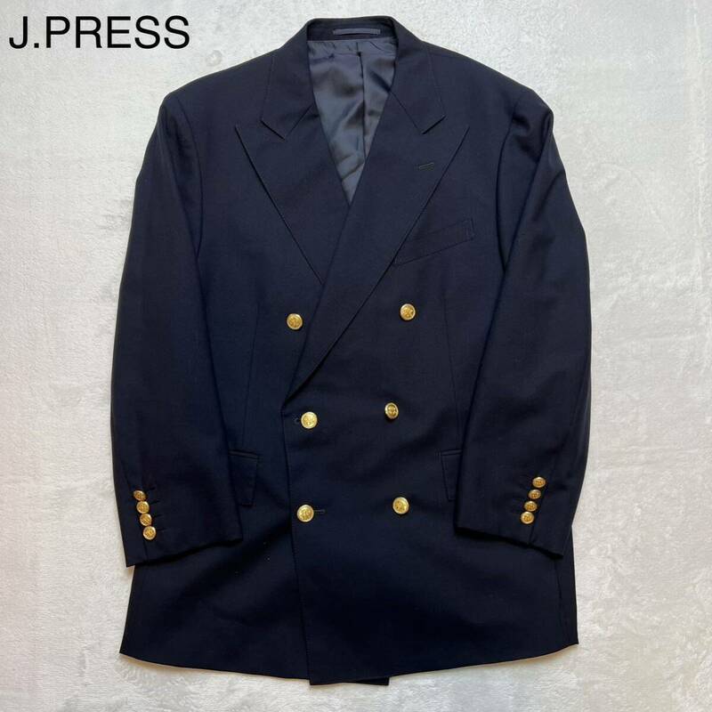 【希少/L相当】■高級現行モデル J.PRESS ジェイプレス 紺ブレ 金ボタン ニューイングランドモデル ネイビー AB5 ダブル オンワード 日本製