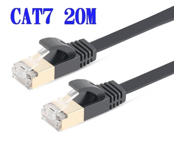 ■送料無料■CAT7 20m LANケーブル ブラック 10G　10ギガ対応　薄型 コネクタ　接続部金メッキ仕様