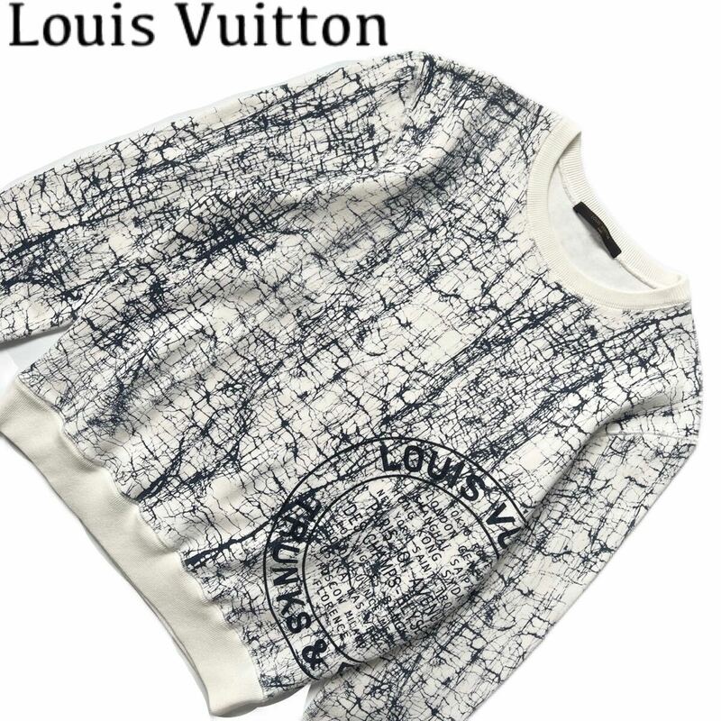 【送料無料】LOUIS VUITTON ルイヴィトン　総柄　メンズ　スウェット　トレーナー　M ロゴ　近年モデル