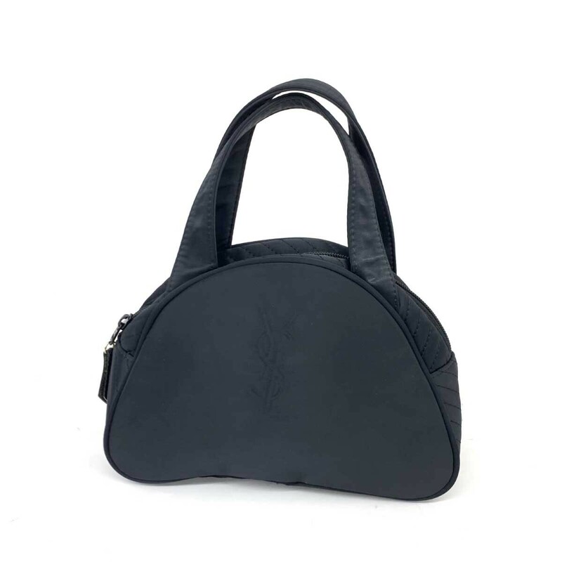 ◆YvesSaintLaurent(YSL) イヴサンローラン ハンドバッグ◆ ブラック ナイロン YSLロゴ レディース bag 鞄
