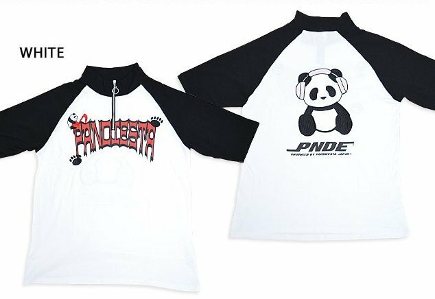 ヘッドフォンパンダさんハーフZIP BIG Tシャツ◆PANDIESTA JAPAN ホワイトXLサイズ 554101 パンディエスタジャパン オーバーサイズ