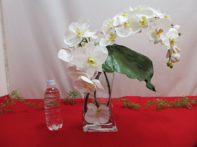 10OH7632 EMILIO ROBBA L'ATELIER エミリオロバ 花瓶 アートフラワー胡蝶蘭 H50ｃｍ/日本製　造花　ガラス製