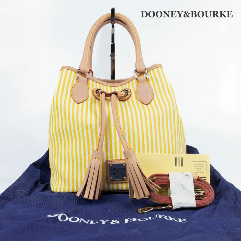 【DOONEY&BOURKE】ドゥーニーアンドバーク　2way　巾着バッグ　未使用　ストライプ　イエロー