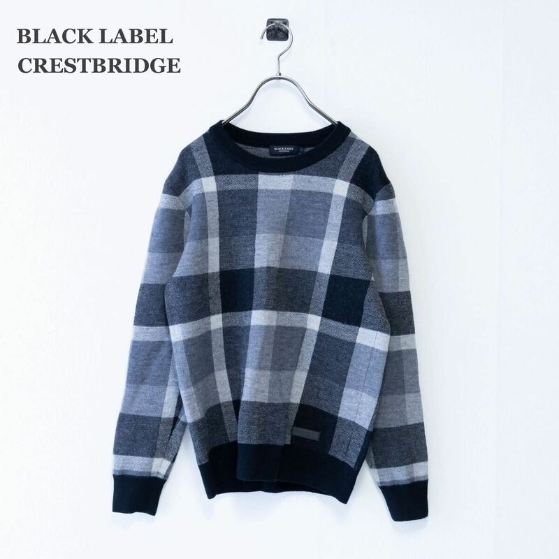 【BLACK LABEL CRESTBRIDGE】ブラックレーベルクレストブリッジ　ニット　チェック　グレー