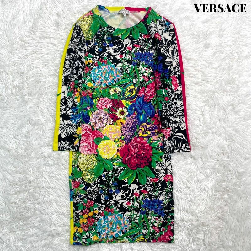 【90s】VERSUS Versace ヴェルサス ヴェルサーチ 花柄 ワンピース 名作 希少 44 上品