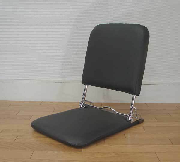 お買い得　日本製折りたたみ座椅子　合成皮革ブラック色　コンパクトザイス