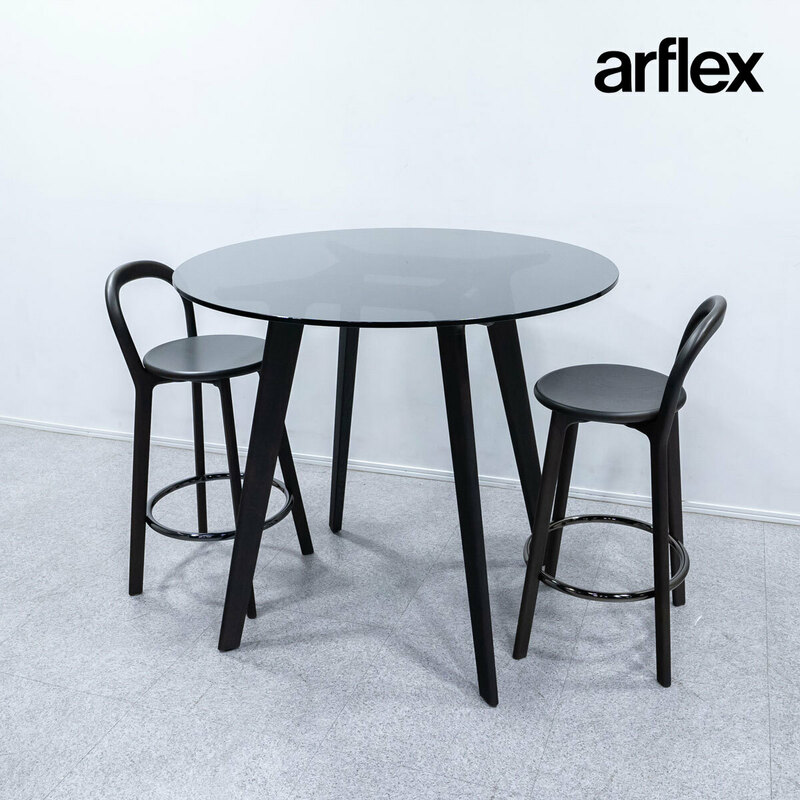 【展示品】arflex アルフレックス CREDO クレド カフェセット ハイ テーブル チェア ブラック C.O.D. 定価72万【配送要確認】