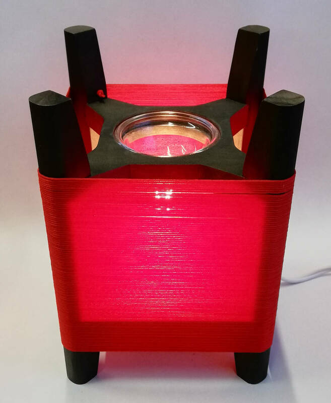 【未使用】和風アロマライト 木製 糸巻き 濃紅 レッド モダンシンプル ルームランプ フットランプ 照明 リラクゼーション 新品