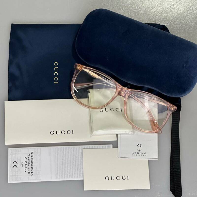 極美品!!イタリア製GUCCI GG0263S 007 TNI109BDRZK 57□17クリスタルピンク クリアレンズ サングラス