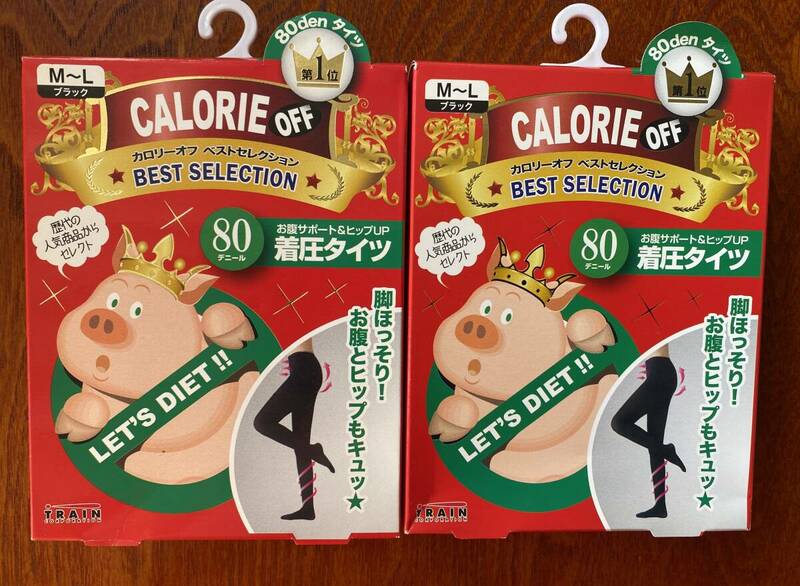 カロリーオフ ベストセレクション 80デニール タイツ お腹サポート＆ヒップアップ 脚ほっそり 着圧タイツ calorie off train 日本製 M~L 黒