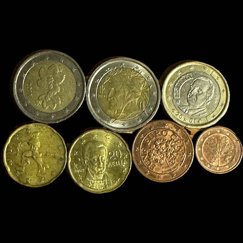 ユーロ 7種 硬貨 貨幣 2ユーロ 2種 1ユーロ1種 20セント2種 5セント1種 1セント1種 フィンランド・イタリア・ギリシャ・オーストリアなど