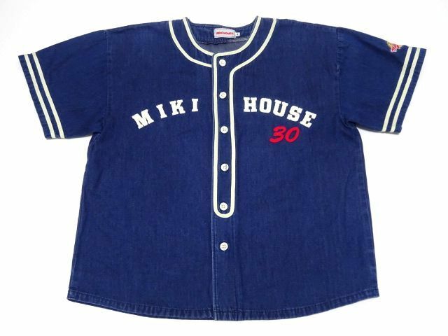 レア MIKI HOUSE 90s-00s vintage original DENIM BASEBALL SHIRT L size / ミキハウス デニム ベースボールシャツ メンズ