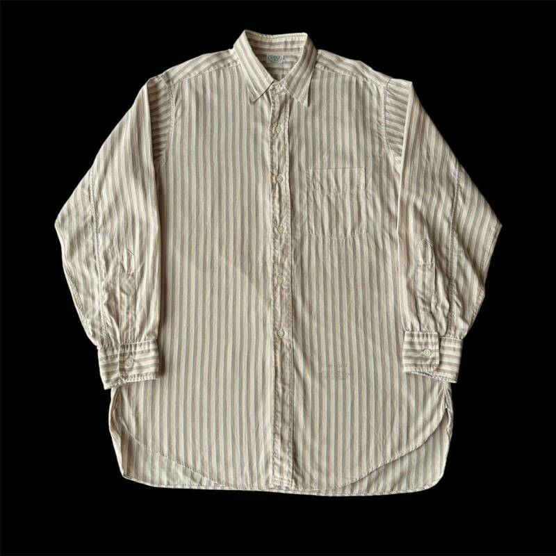 40s Shapely Supreme by Mack Dobby Shirt Stripe 15 1/2 40年代 マチ付き ドビーストライプシャツ vintage ヴィンテージ
