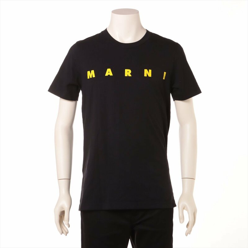 ■美品■マルニ■ロゴ 半袖 Ｔシャツ■アパレル■トップス■服 おしゃれ 人気 ブラック HUMU0198PO 46サイズ メンズ MFT 1010-E7