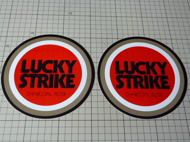 希少 正規品 LUCKYSTRIKE CHARCOAL FILTER ステッカー 2枚 当時物 です(155mm) ラッキーストライク チャコールフィルター