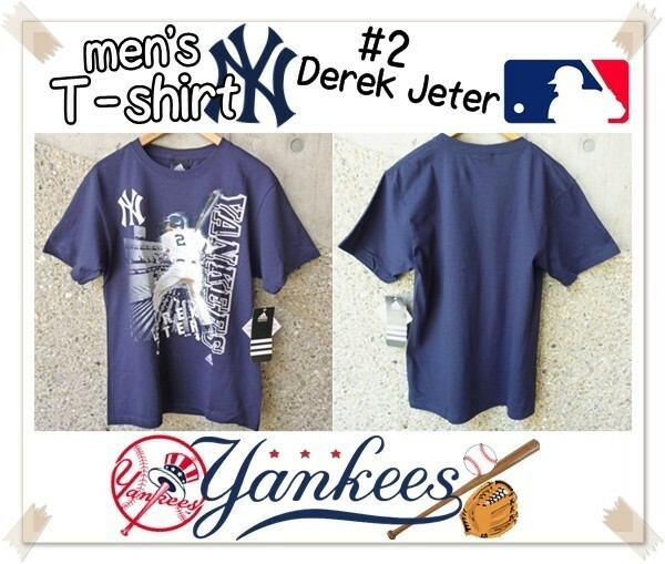 MLB　NY　Yankees　メンズ　半袖　Tシャツ　ディレク・ジーター　Derek Jeter　ヤンキース　アディダス　アメリカ　野球　メジャー　紺
